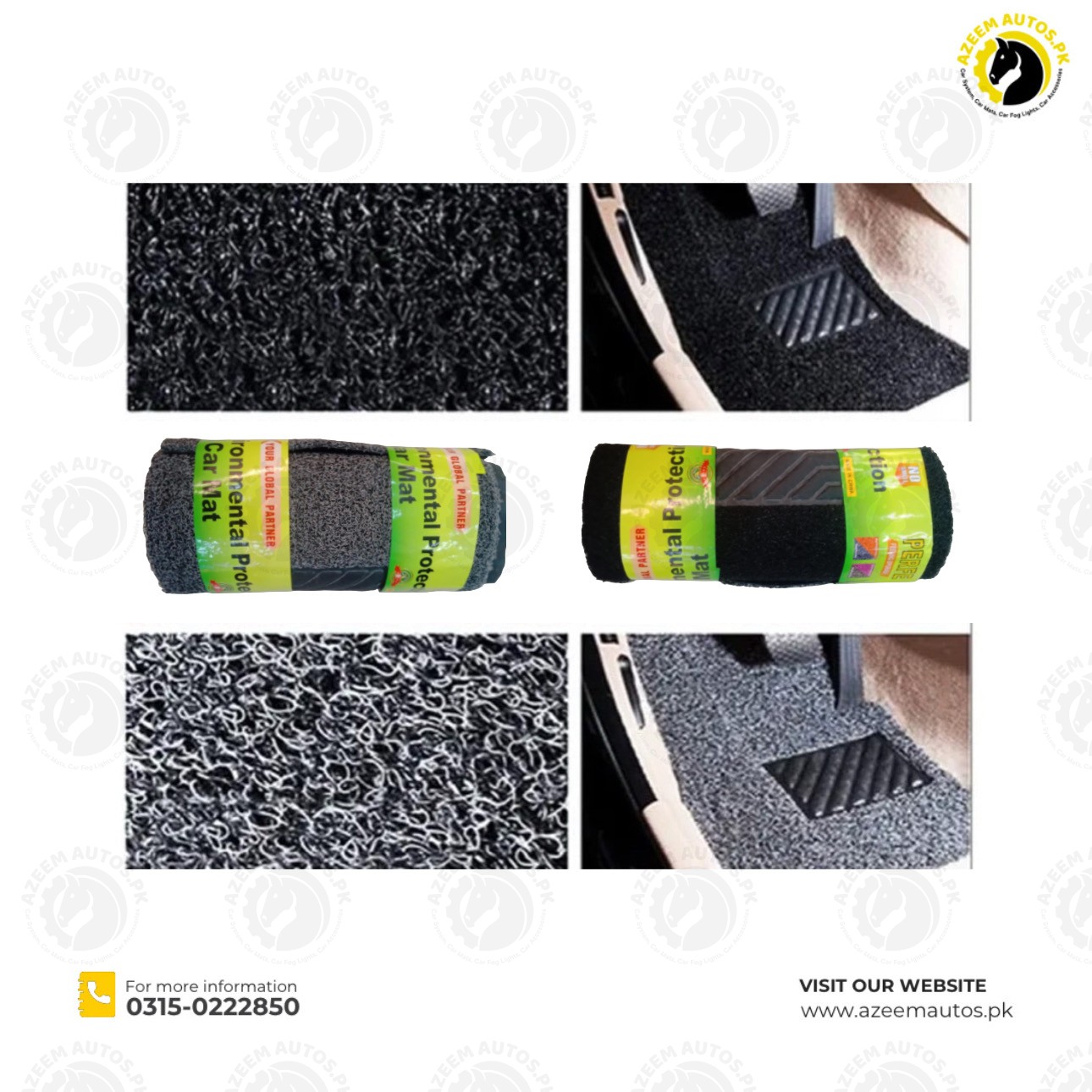 Universal Car Grass Floor Mats In Roll Custom Fitting Premium Quality - Grey & Black