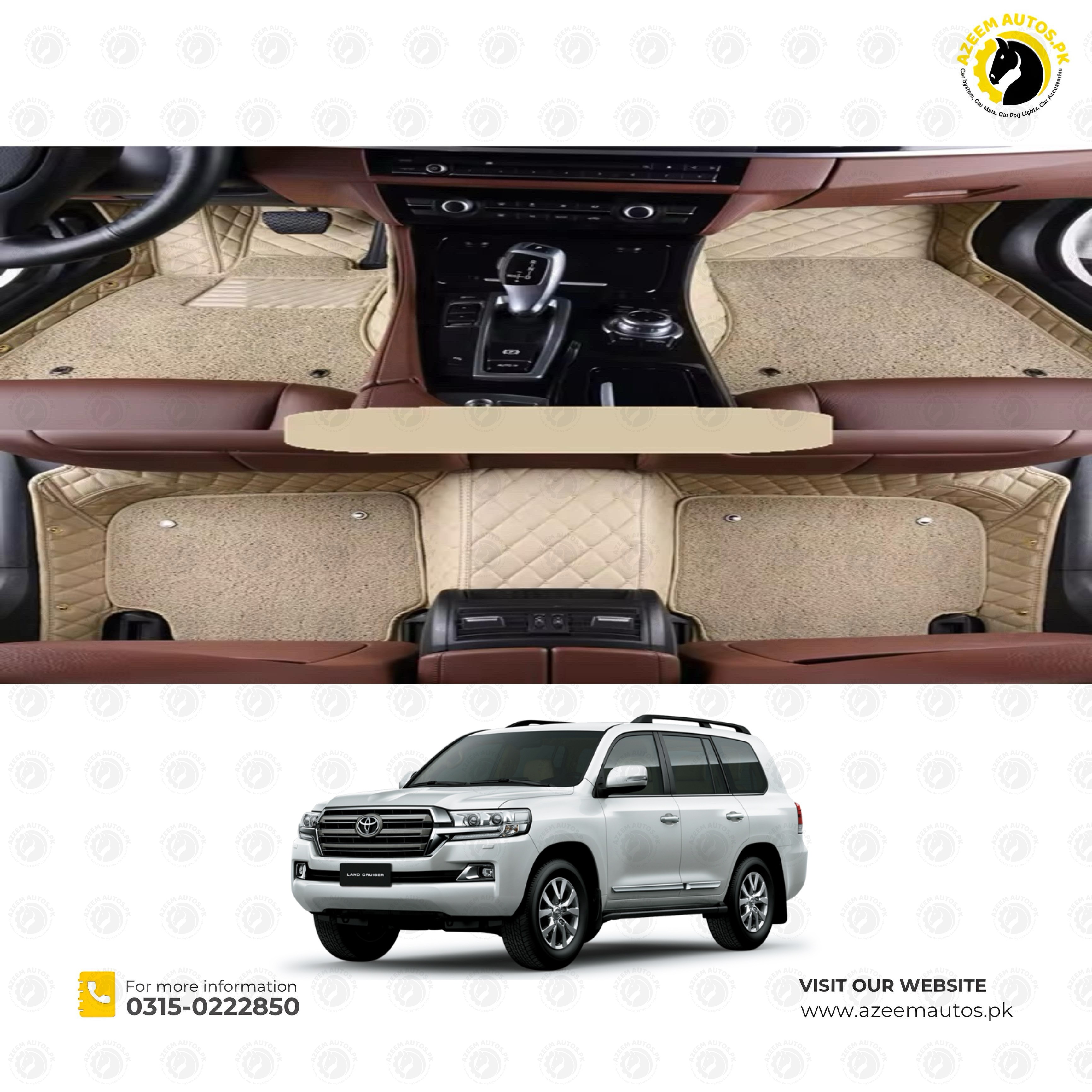 Toyota Land Cruiser LC200 9D Floor Mats Mix Thread Beige With Beige Grass 3 Pcs - Model 2015-2023