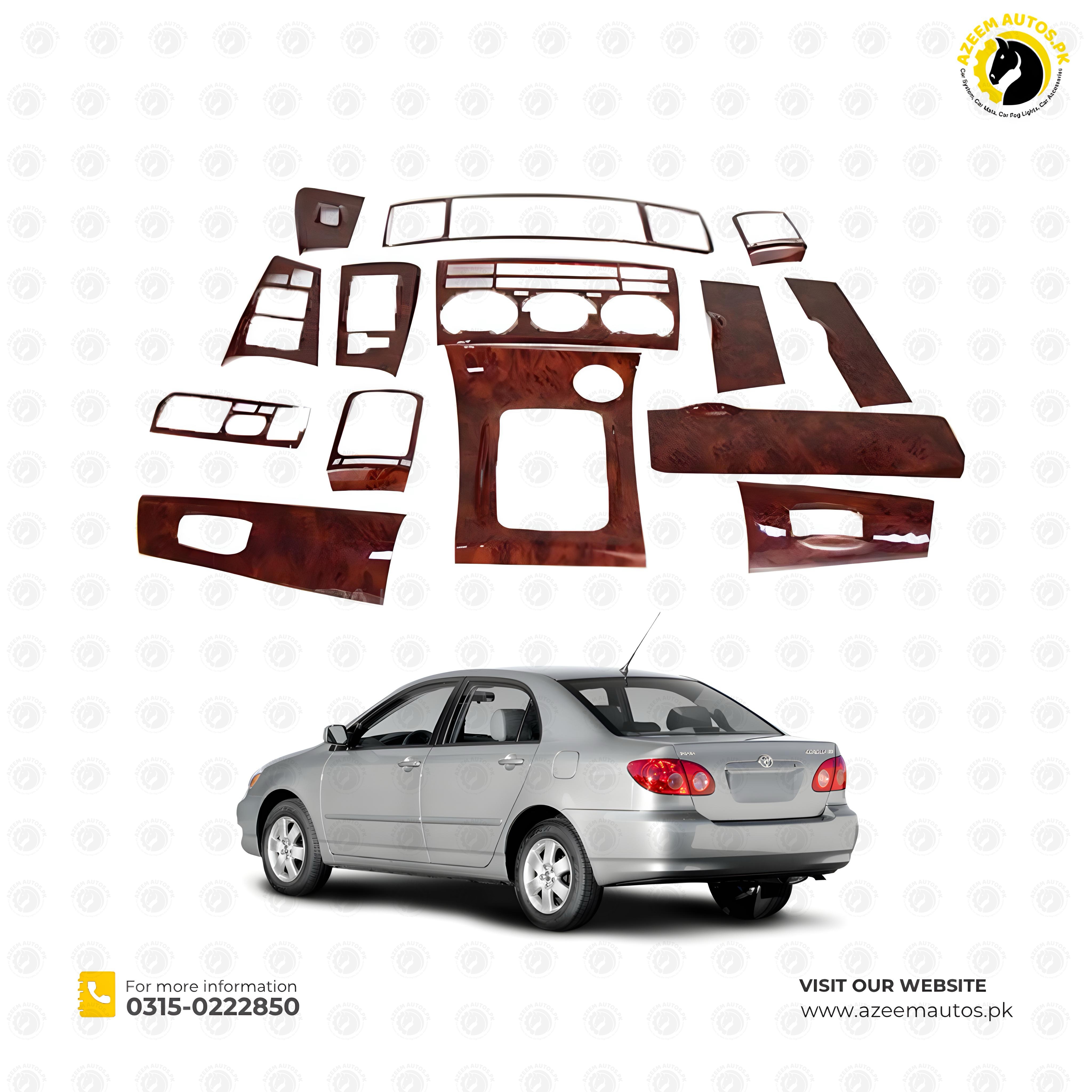 Toyota Corolla 2004-2008 Abs Material Glossy Wood Tape Type Fitting 14 Pcs/set Colour Box Pack (china)